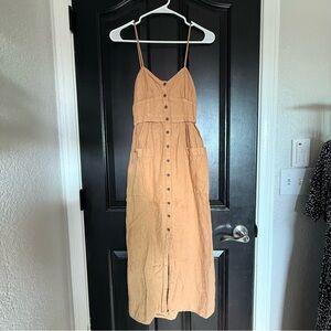 Whistles Suki Linen Tie-Back Midi Dress